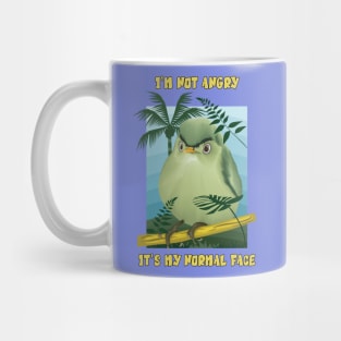 "I'm not angry! It's my normal face" Artwork for an angry funny bird Mug